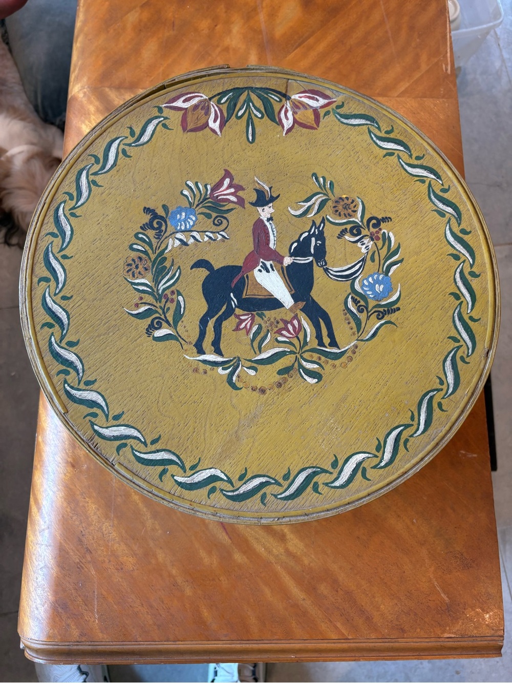 Hand-Painted Round bentwood box hat box pantry box